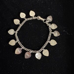 Vintage Sterling Silver Charm Bracelet 13 Heart Charms 1959-1970, Beta Sigma Phi